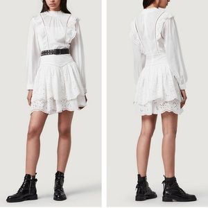 All Saints Aislyn Broderie High-neck Cotton Dress